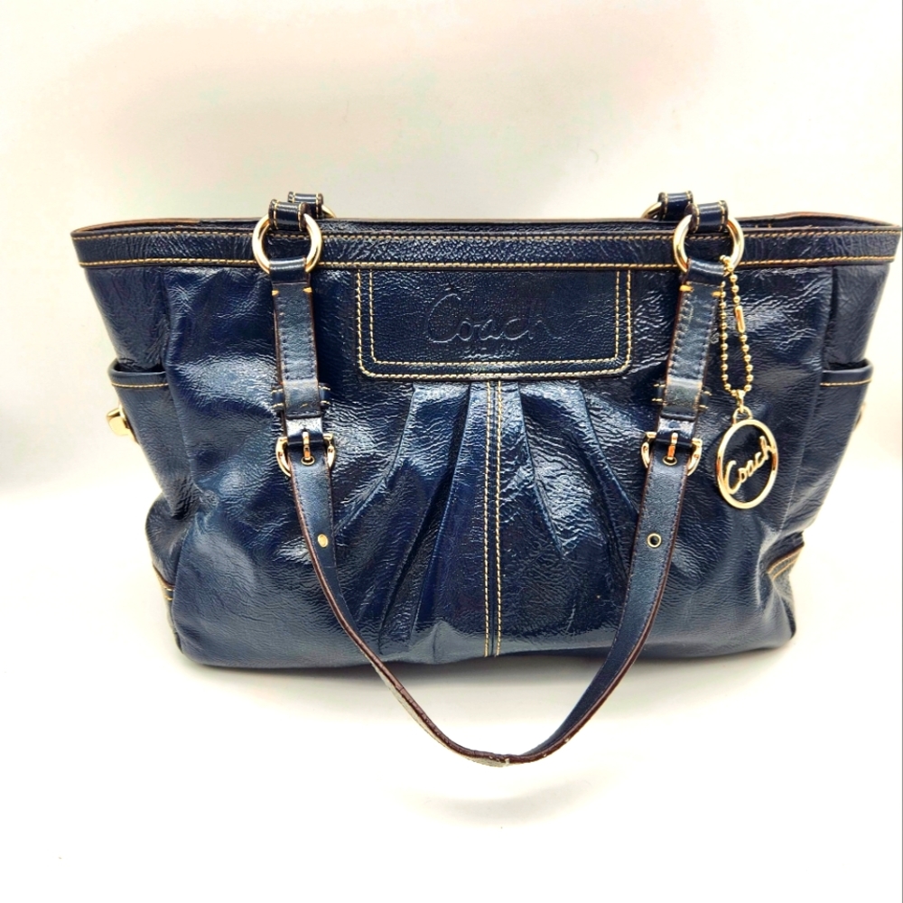 COACH Blue Patent Leather Satchel